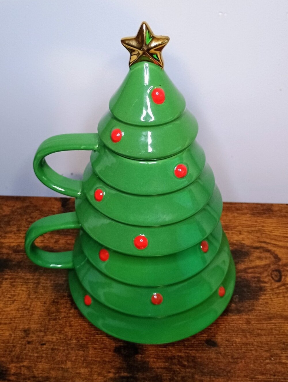 Hallmark Christmas Tree Ceramic Stacking Mug Set